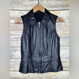 Vintage Wilsons S zip front leather vest stretch back